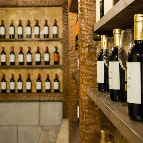 Wine bottles in the Asador Caracoles cellar